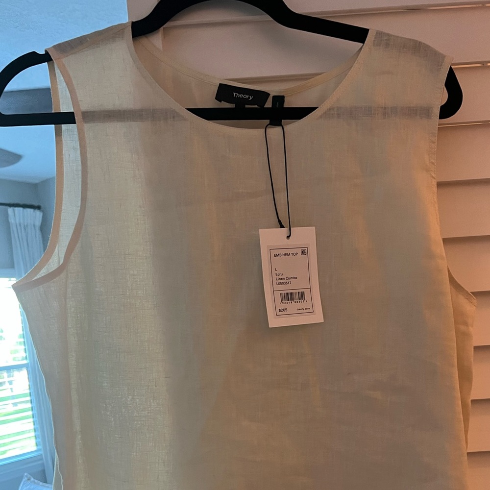 Theory Linen Frayed Hem Tank
